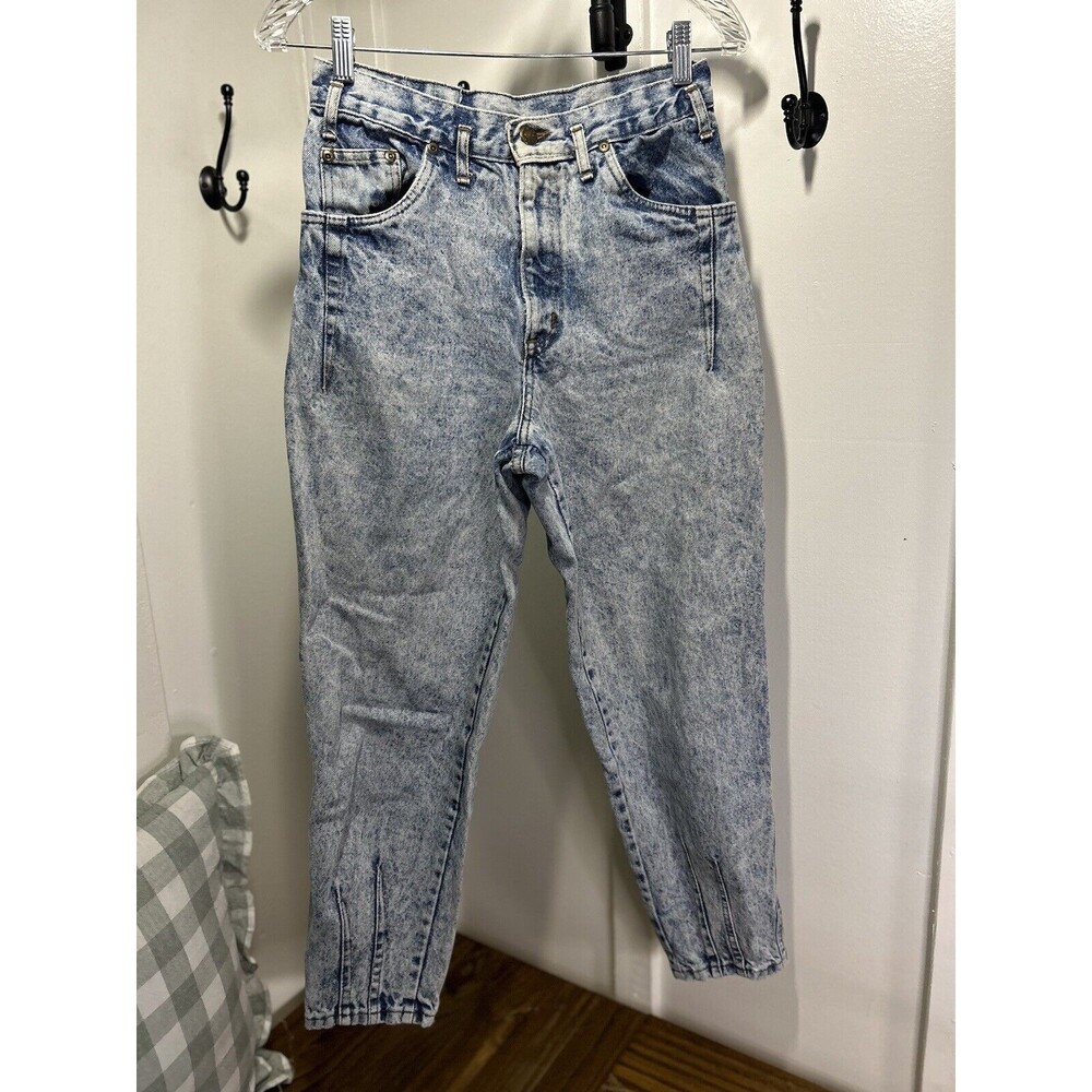 Vintage 1980’s Sunset Blues Acid Wash Pleated Mom Jeans Size 12 Petite